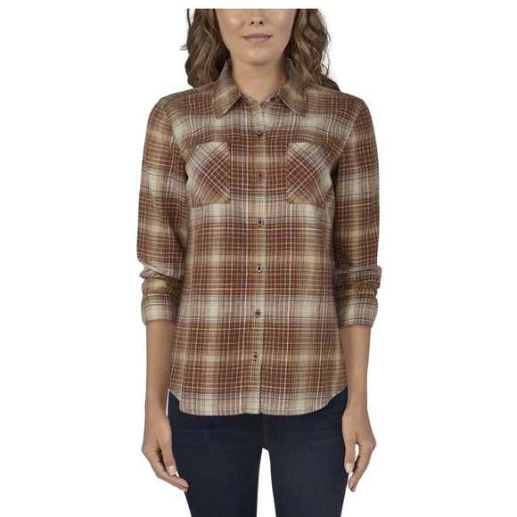 Natural Reflections Tops - Natural Reflections button up autumn fall brown plaid flannel large